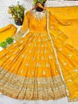 DESIGNER GEORGETTE EMBROIDERY SEQUENCE WORK GOWN BOTTOM WITH DUPATTA FESTIVAL WEAR WHOLESALE PRICE ETHNIC GARMENT (2)
