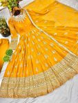 DESIGNER GEORGETTE EMBROIDERY SEQUENCE WORK GOWN BOTTOM WITH DUPATTA FESTIVAL WEAR WHOLESALE PRICE ETHNIC GARMENT (2)