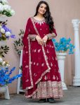 DESIGNER GEORGETTE EMBROIDERY SEQUENCE WORK  GOWN BOTTOM WITH DUPATTA PINK
