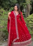 DESIGNER GEORGETTE EMBROIDERY SEQUENCE WORK GOWN BOTTOM WITH DUPATTA FESTIVE WEAR WHOLESALE PRICE ETHNIC GARMENT (4)