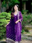 DESIGNER GEORGETTE EMBROIDERY SEQUENCE WORK GOWN BOTTOM WITH DUPATTA PURPLE