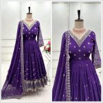 DESIGNER GEORGETTE EMBROIDERY SEQUENCE WORK GOWN BOTTOM WITH DUPATTA FESTIVE WEAR WHOLESALE PRICE ETHNIC GARMENT (3)