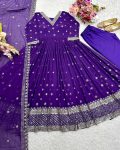 DESIGNER GEORGETTE EMBROIDERY SEQUENCE WORK GOWN BOTTOM WITH DUPATTA FESTIVE WEAR WHOLESALE PRICE ETHNIC GARMENT (3)