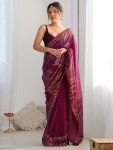 DESIGNER GEORGETTE EMBROIDERY SEQUENCE WORK SAREE WITH UNSTITCHED BLOUSE