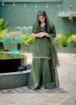 DESIGNER GEORGETTE EMBROIDERY SEQUENCE WORK TOP PALAZZO WITH DUPATTA WEDDING WEAR WHOLESALE PRICE ETHNIC GARMENT (22)
