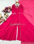 DESIGNER GEORGETTE EMBROIDERY SEQUENCE WORK TOP PALAZZO WITH DUPATTA WEDDING WEAR WHOLESALE PRICE ETHNIC GARMENT (17)