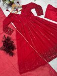DESIGNER GEORGETTE EMBROIDERY WORK ANARKALI GOWN BOTTOM WITH DUPATTA FESTIVE WEAR WHOLESALE PRICE ETHNIC GARMENT (2)