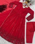DESIGNER GEORGETTE EMBROIDERY WORK ANARKALI GOWN BOTTOM WITH DUPATTA FESTIVE WEAR WHOLESALE PRICE ETHNIC GARMENT (2)