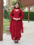 DESIGNER GEORGETTE EMBROIDERY WORK TOP PALAZZO WITH DUPATTA FESTIVE WEAR WHOLESALE PRICE ETHNIC GARMENT (2)