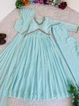 DESIGNER GEORGETTE HANDWORK ALIIA CUT GOWN BOTTOM WITH DUPATTA FESTIVE WEAR WHOLESALE PRICE ETHNIC GARMENT (2)