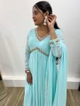 DESIGNER GEORGETTE HANDWORK ALIIA CUT GOWN BOTTOM WITH DUPATTA FESTIVE WEAR WHOLESALE PRICE ETHNIC GARMENT (2)