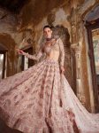 DESIGNER GEORGETTE PAPER MIRROR ZARI AND THREAD WORK LEHENGA CHOLI WITH DUPATTA PEACH