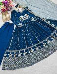 DESIGNER GEORGETTE SEQUENCE EMBROIDERY WITH LATKAN DORI WORK GOWN BOTTOM WITH DUPATTA FESTIVE WEAR WHOLESALE PRICE ETHNIC GARMENT (4)