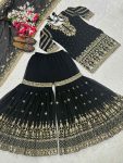 DESIGNER GEORGETTE SEQUENCE EMBROIDERY WORK AND MOTI WORK TOP SHARARA WITH DUPATTA PARTY WEAR WHOLESALE PRICE ETHNIC GARMENT (4)