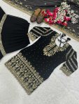 DESIGNER GEORGETTE SEQUENCE EMBROIDERY WORK AND MOTI WORK TOP SHARARA WITH DUPATTA PARTY WEAR WHOLESALE PRICE ETHNIC GARMENT (4)