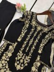DESIGNER GEORGETTE SEQUENCE EMBROIDERY WORK TOP SHARARA WITH DUPATTA PARTY WEAR WHOLESALE PRICE ETHNIC GARMENT(22)