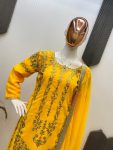 DESIGNER GEORGETTE SEQUENCE EMBROIDERY WORK TOP SHARARA WITH DUPATTA PARTY WEAR WHOLESALE PRICE ETHNIC GARMENT(25)