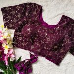 DESIGNER GEORGETTE SEQUENCE WORK STITCHED BLOUSE WINE