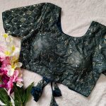 DESIGNER GEORGETTE SEQUENCE WORK STITCHED BLOUSE BLACK