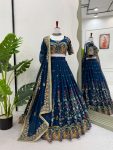 DESIGNER GEORGETTE THREAD WITH SEQUENCE WORK LEHENGA CHOLI WITH DUPATTA WEDDING WEAR WHOLESALE PRICE ETHNIC GARMENT (2)