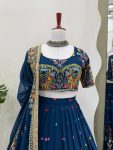 DESIGNER GEORGETTE THREAD WITH SEQUENCE WORK LEHENGA CHOLI WITH DUPATTA WEDDING WEAR WHOLESALE PRICE ETHNIC GARMENT (2)