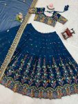 DESIGNER GEORGETTE THREAD WITH SEQUENCE WORK LEHENGA CHOLI WITH DUPATTA WEDDING WEAR WHOLESALE PRICE ETHNIC GARMENT (2)