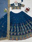 DESIGNER GEORGETTE THREAD WITH SEQUENCE WORK LEHENGA CHOLI WITH DUPATTA WEDDING WEAR WHOLESALE PRICE ETHNIC GARMENT (2)