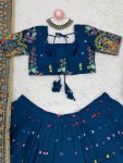 DESIGNER GEORGETTE THREAD WITH SEQUENCE WORK LEHENGA CHOLI WITH DUPATTA WEDDING WEAR WHOLESALE PRICE ETHNIC GARMENT (2)