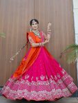 DESIGNER GEORGETTE THREAD WITH SEQUENCE WORK LEHENGA CHOLI WITH TWO DUPATTA WEDDING WEAR WHOLESALE PRICE ETHNIC GARMENT (9)