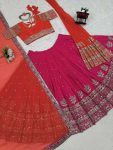 DESIGNER GEORGETTE THREAD WITH SEQUENCE WORK LEHENGA CHOLI WITH TWO DUPATTA WEDDING WEAR WHOLESALE PRICE ETHNIC GARMENT (9)