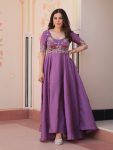 DESIGNER GOLD CRUSH BEADS EMBROIDERY WORK GOWN FESTIVE WEAR WHOLESALE PRICE ETHNIC GARMENT (5)