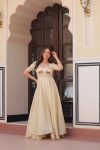 DESIGNER GOLD CRUSH BEADS EMBROIDERY WORK GOWN FESTIVE WEAR WHOLESALE PRICE ETHNIC GARMENT (9)