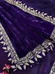 DESIGNER JIMMY CHOO DORI AND SEQUENCE EMBROIDERY WORK LACE BORDER WORK SAREE WITH UNSTITCHED BLOUSE PARTY WEAR WHOLESALE PRICE ETHNIC GARMENT (3)