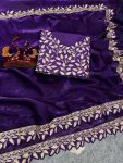 DESIGNER JIMMY CHOO DORI AND SEQUENCE EMBROIDERY WORK LACE BORDER WORK SAREE WITH UNSTITCHED BLOUSE PARTY WEAR WHOLESALE PRICE ETHNIC GARMENT (3)