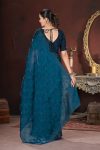 DESIGNER JIMMY CHOO SILK SEQUENCE WORK WITH CROSS STITCH EMBROIDERY & CUTWORK BORDER SAREE WITH UNSTITCHED BLOUSE PARTY WEAR WHOLESALE PRICE ETHNIC GARMENT (33)