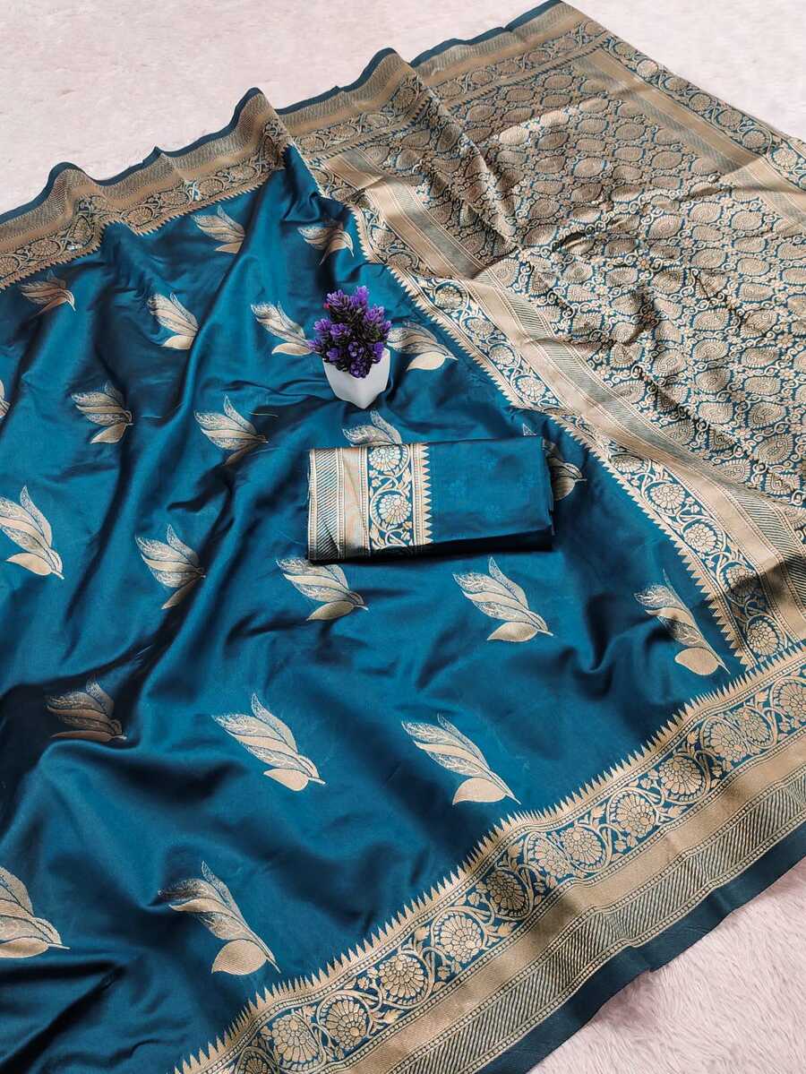 DESIGNER LICHI SILK BANARASI SAREE WITH UNSTITCHED BLOUSE WEDDING WEAR WHOLESALE PRICE ETHNIC GARMENT . (6)