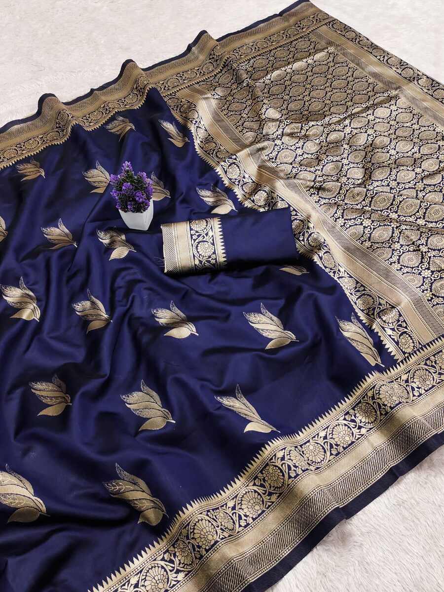 DESIGNER LICHI SILK BANARASI SAREE WITH UNSTITCHED BLOUSE WEDDING WEAR WHOLESALE PRICE ETHNIC GARMENT . (8)