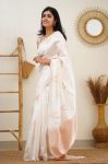 DESIGNER LICHI SILK JACQUARD WORK SAREE WITH UNSTITCHED BLOUSE FESTIVAL WEAR WHOLESALE PRICE ETHNIC GARMENT (4)