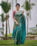 DESIGNER LICHI SILK JACQUARD WORK SAREE WITH UNSTITCHED BLOUSE FESTIVAL WEAR WHOLESALE PRICE ETHNIC GARMENT (13)