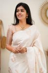DESIGNER LICHI SILK JACQUARD WORK SAREE WITH UNSTITCHED BLOUSE FESTIVAL WEAR WHOLESALE PRICE ETHNIC GARMENT (4)