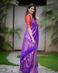 DESIGNER LICHI SILK JACQUARD WORK SAREE WITH UNSTITCHED BLOUSE FESTIVAL WEAR WHOLESALE PRICE ETHNIC GARMENT (4)