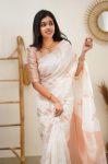 DESIGNER LICHI SILK JACQUARD WORK SAREE WITH UNSTITCHED BLOUSE FESTIVAL WEAR WHOLESALE PRICE ETHNIC GARMENT (4)