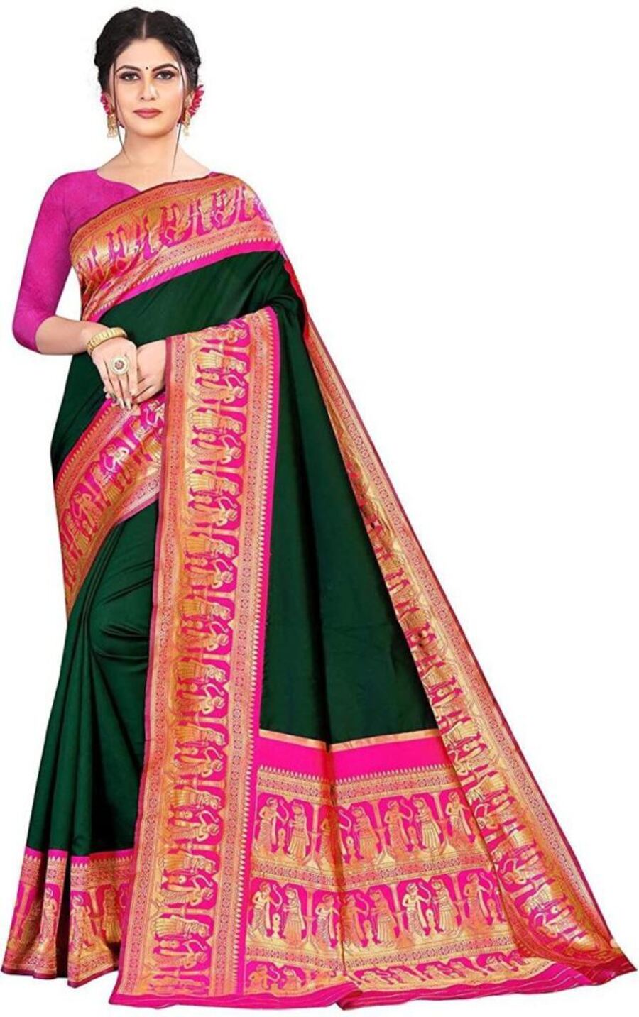 DESIGNER LICHI SILK JACQUARD WORK SAREE WITH UNSTITCHED BLOUSE FESTIVAL WEAR WHOLESALE PRICE ETHNIC WEAR (23)