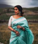 DESIGNER LICHI SILK JACQUARD WORK SAREE WITH UNSTITCHED BLOUSE FESTIVE WEAR WHOLESALE PRICE ETHNIC GARMENT (8)