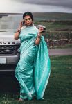 DESIGNER LICHI SILK JACQUARD WORK SAREE WITH UNSTITCHED BLOUSE FESTIVE WEAR WHOLESALE PRICE ETHNIC GARMENT (8)