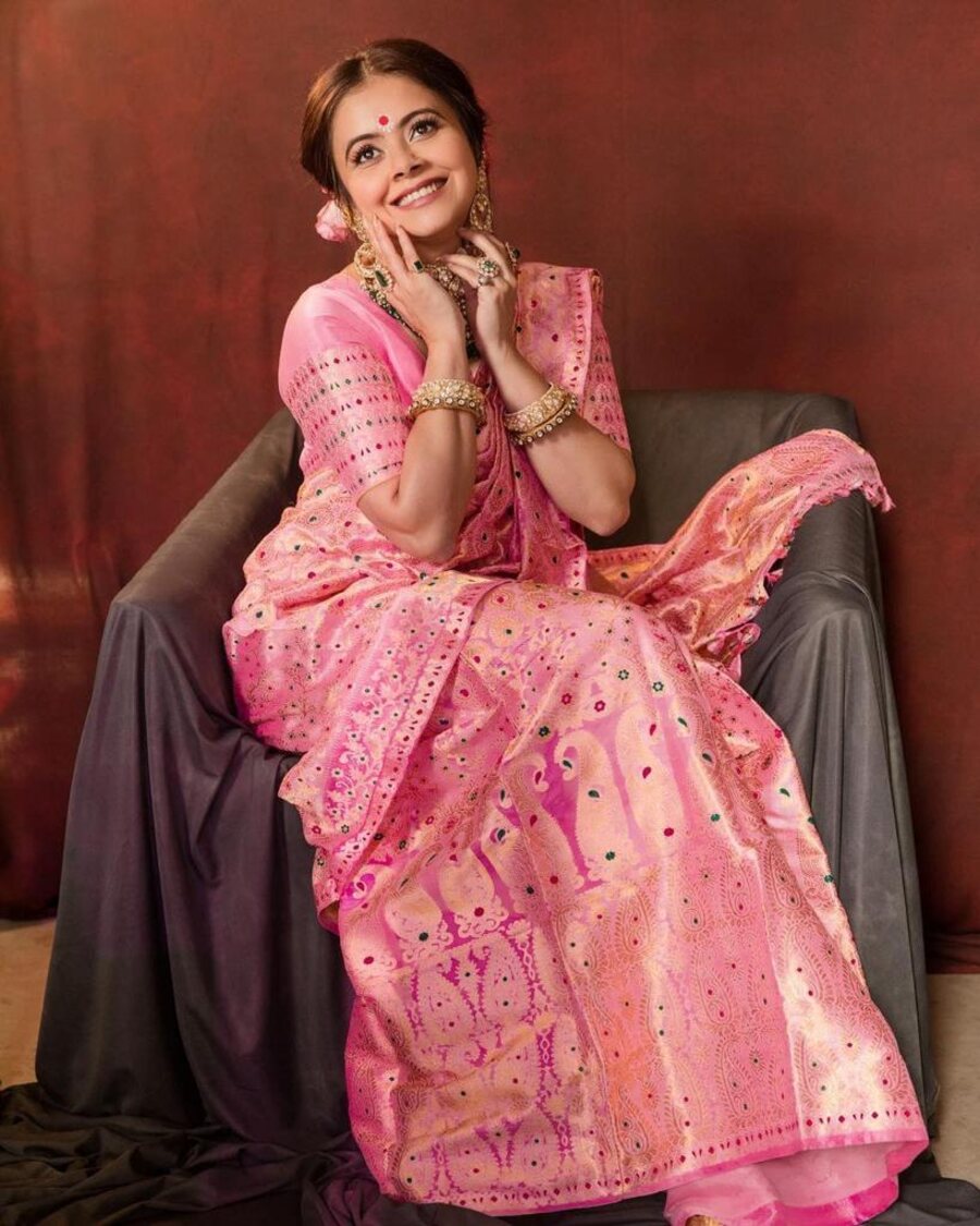 DESIGNER LICHI SILK JACQUARD WORK SAREE WITH UNSTITCHED BLOUSE PARTY WEAR WHOLESALE PRICE ETHNIC GARMENT (1)