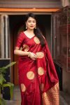 DESIGNER LICHI SILK JACQUARD WORK SAREE WITH UNSTITCHED BLOUSE PARTY WEAR WHOLESALE PRICE ETHNIC GARMENT (3)