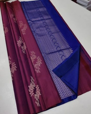 DESIGNER LICHI SILK JACQUARD WORK SAREE WITH UNSTITCHED BLOUSE WINE