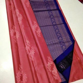 DESIGNER LICHI SILK JACQUARD WORK SAREE WITH UNSTITCHED BLOUSE PEACH