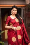 DESIGNER LICHI SILK JACQUARD WORK SAREE WITH UNSTITCHED BLOUSE PARTY WEAR WHOLESALE PRICE ETHNIC GARMENT (3)